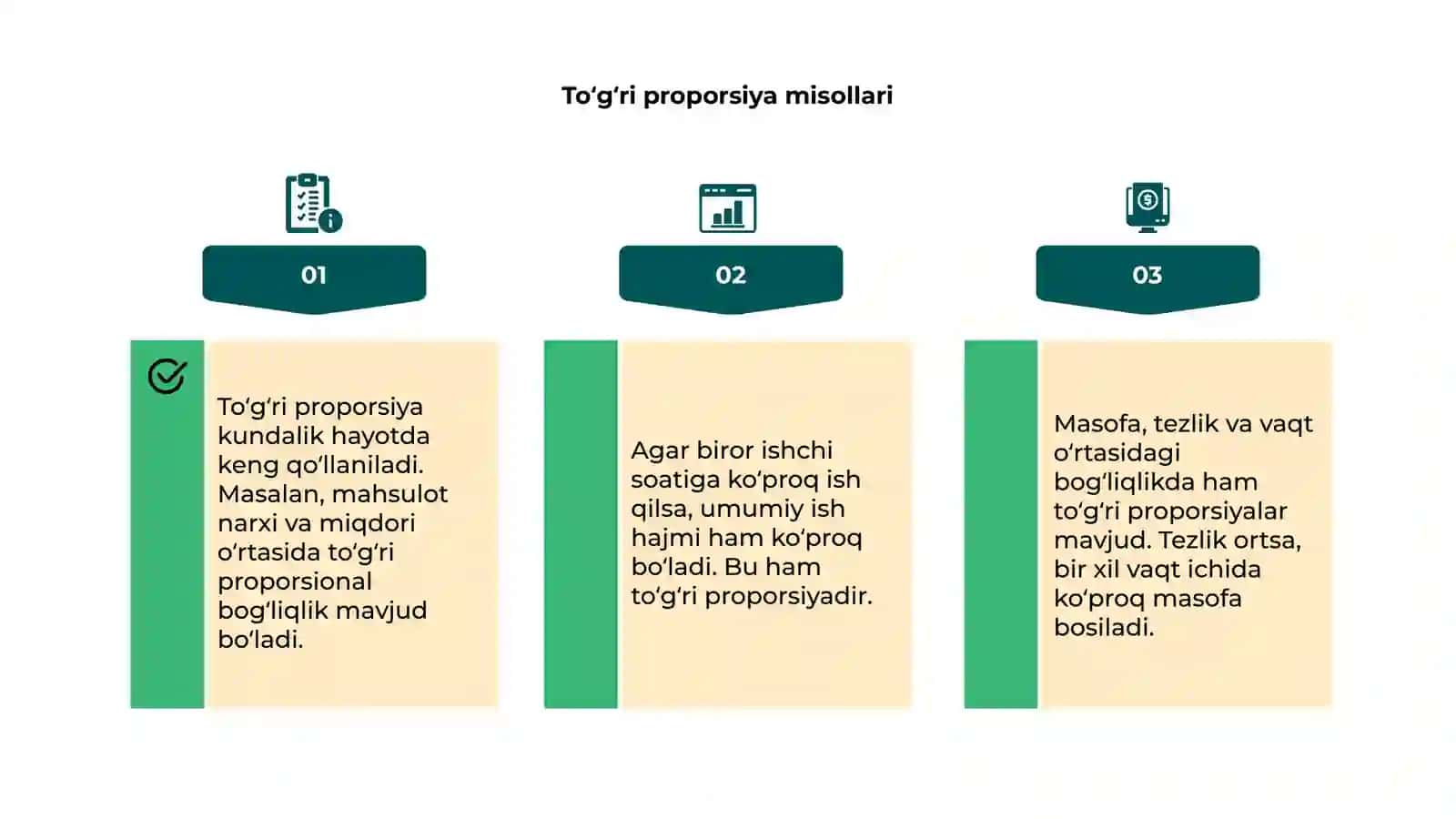 Toʻgʻri va teskari proporsional miqdorlar 4