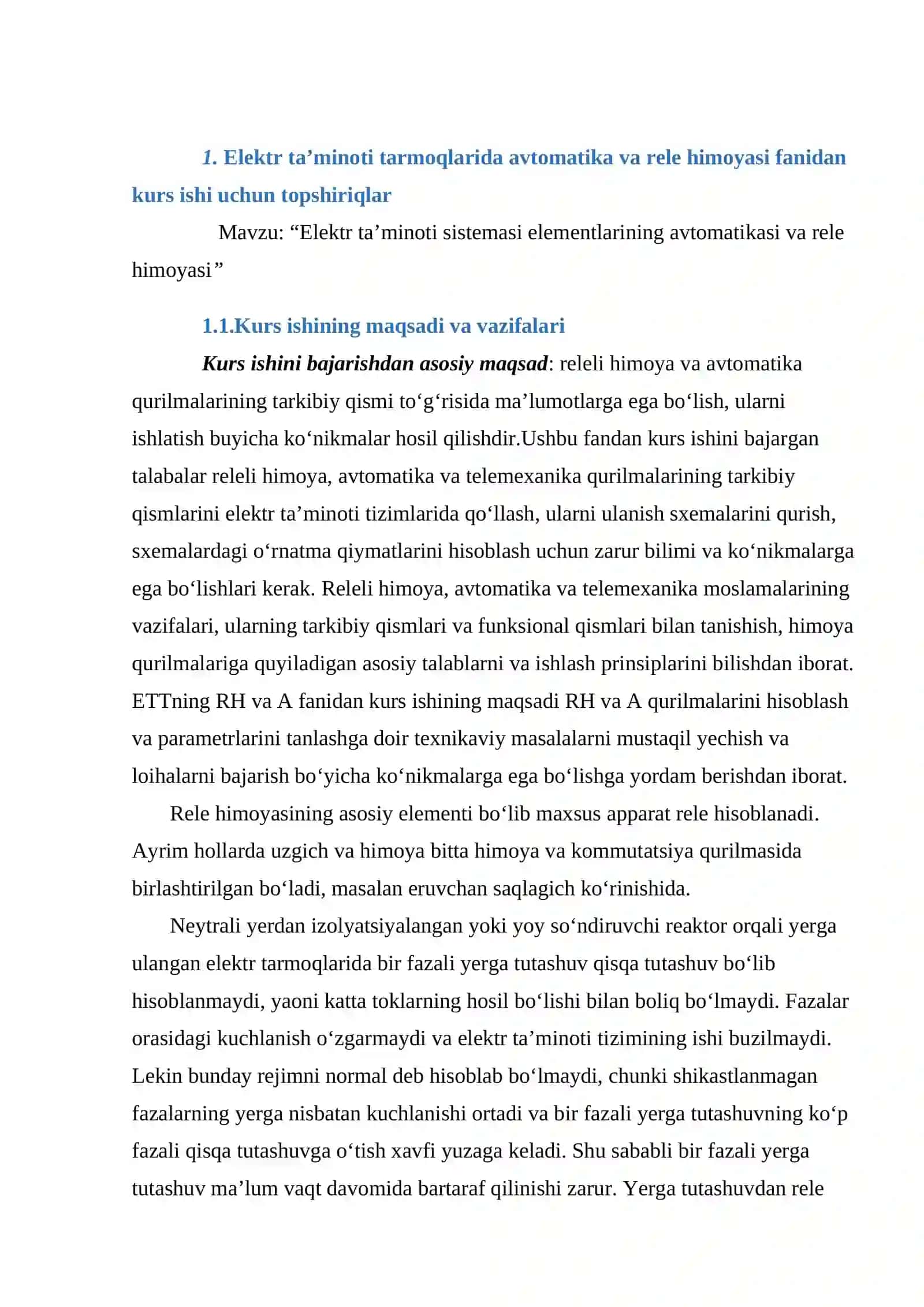 Elektr ta’minoti tarmoqlarida avtomatika va rele himoyasi 4