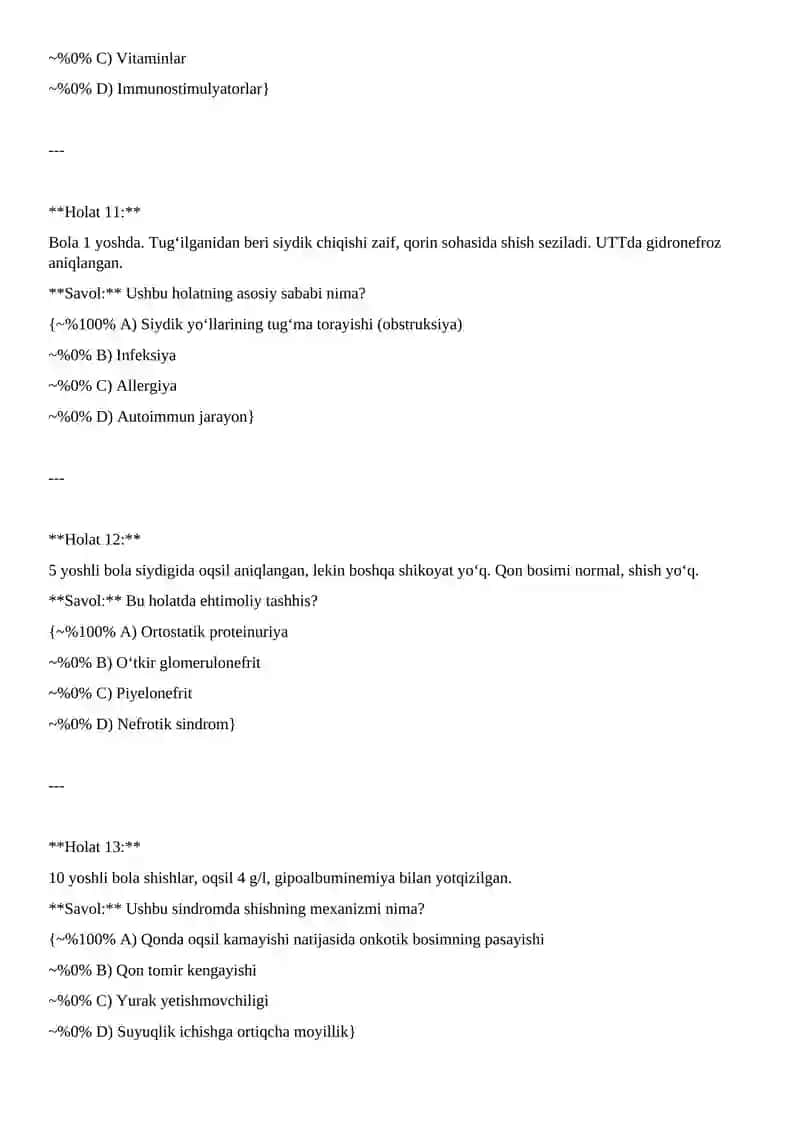 OSKE Pediatriya TEST YAKUNIY 4