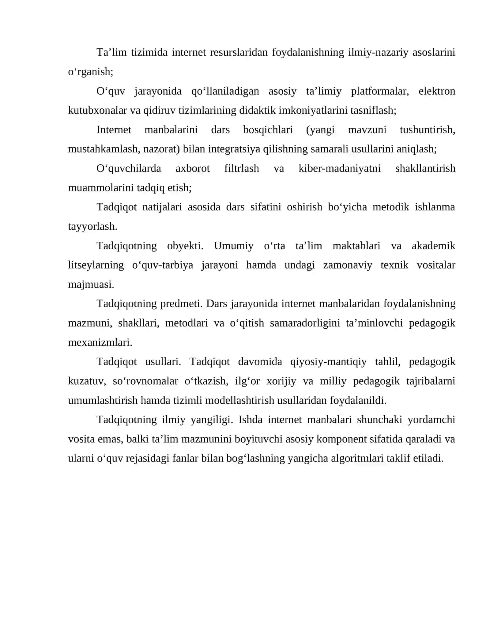 Biologiya oʻqitish metodikasi fani Dars jaroyonida internet manbalaridan foydalanish mavzusidan 4
