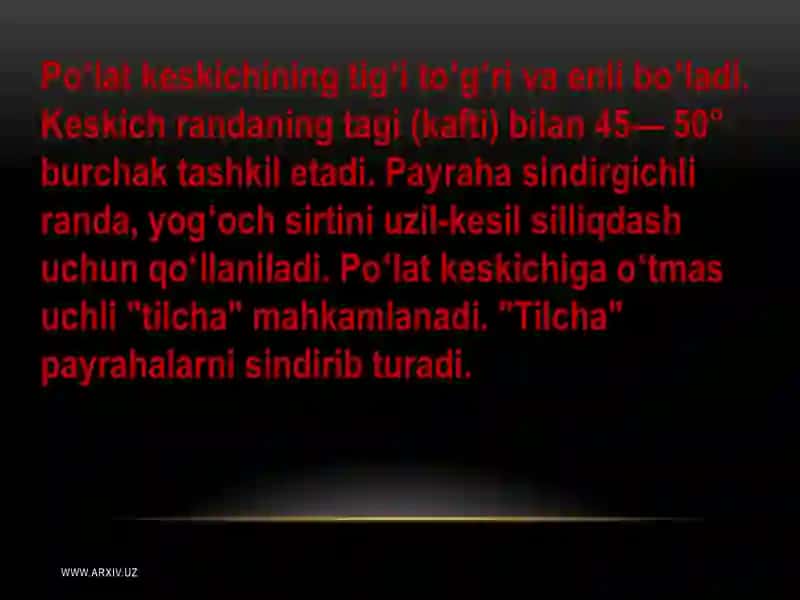 Duradgorlik va chilangarlik ish asboblari bilan tanishish 4