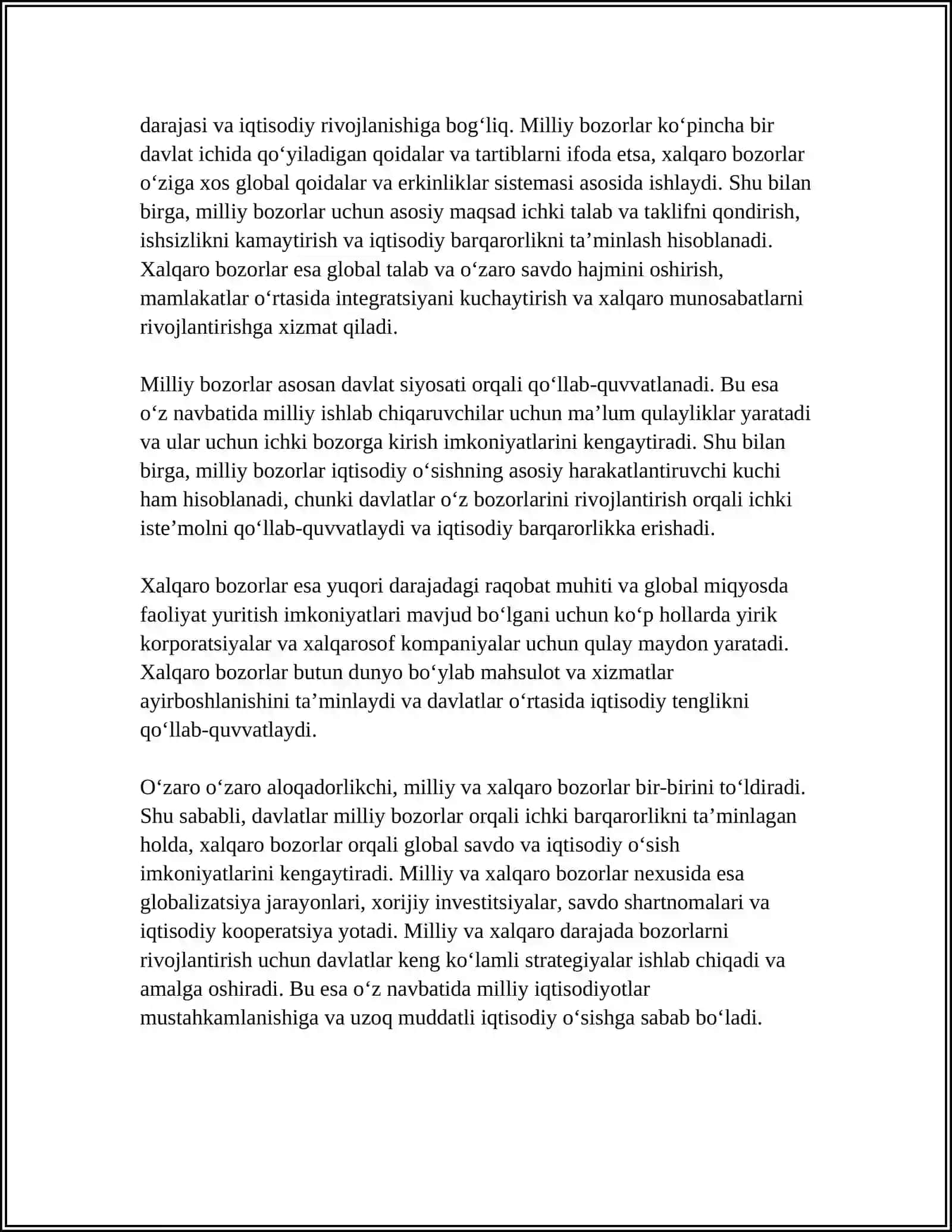 MILLIY VA XALQARO BOZORLAR 4