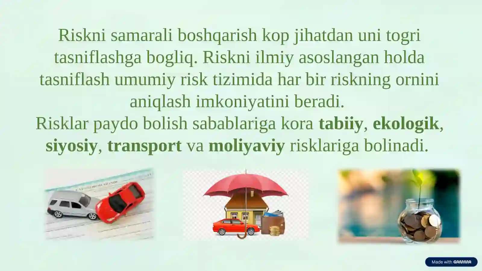 Risklarni boshqarish va sug‘urtalash 4
