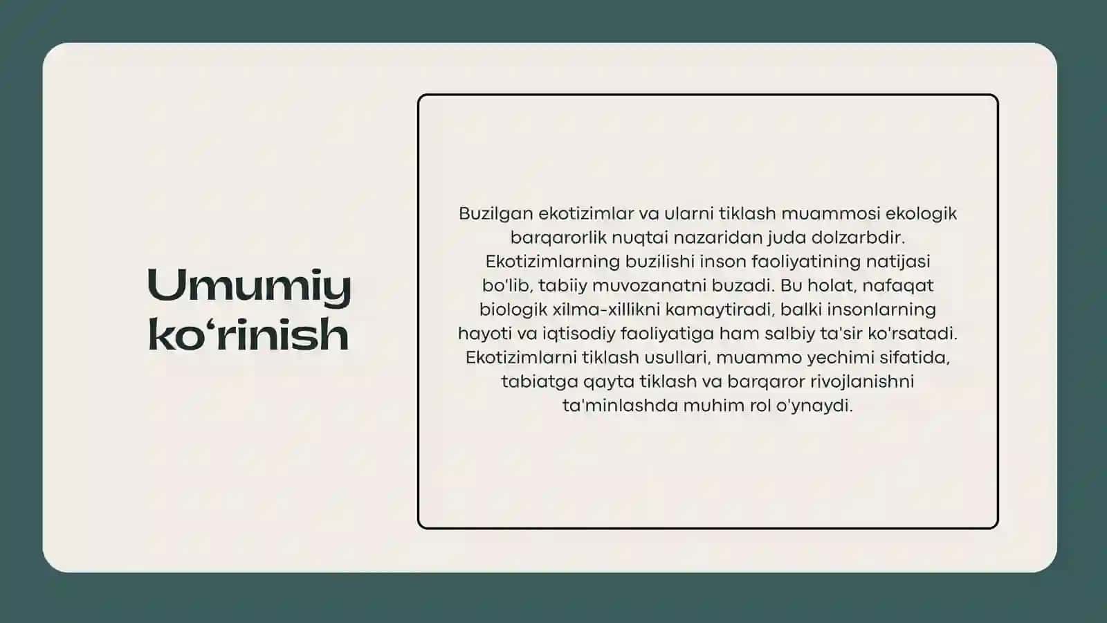Ekotizimlar, ularning komponentlari va ahamiyati 4