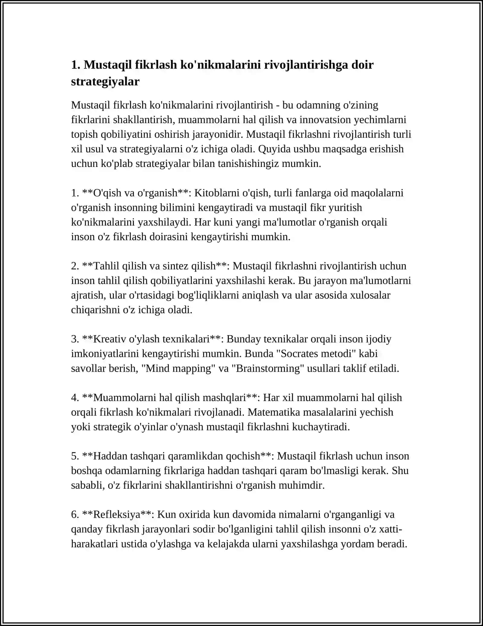 BIOLOGIYANI OʻQITISHDA OʻQUVCHILARNING MUSTAQIL VA IJODIY FIKR YURITISH KOʻNIKMALARINI TARKIB TOPTIRISH YOʻLLARI 4