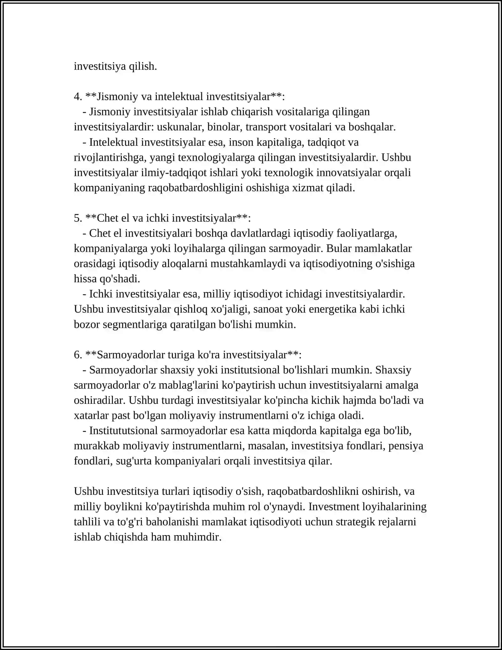 MOLIYAVIY LOYIHALARDA INVESTITSIYALAR DAROMADI 4