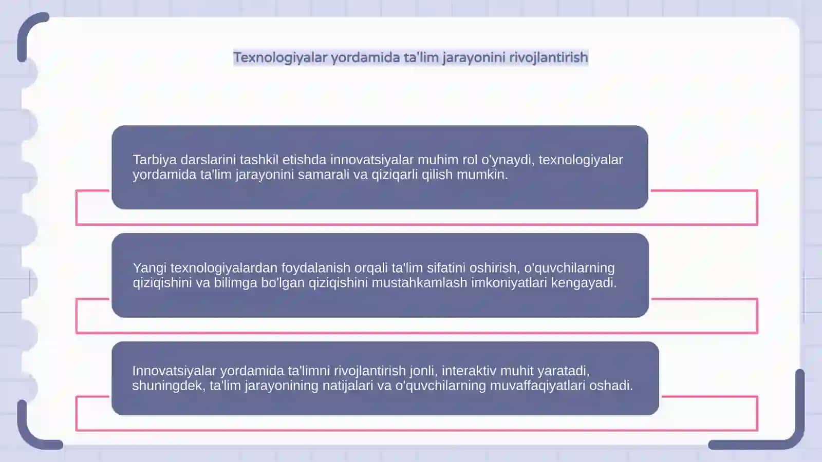 Tarbiya darsini tashkil etishda innovatsiyadan foydalanish 4
