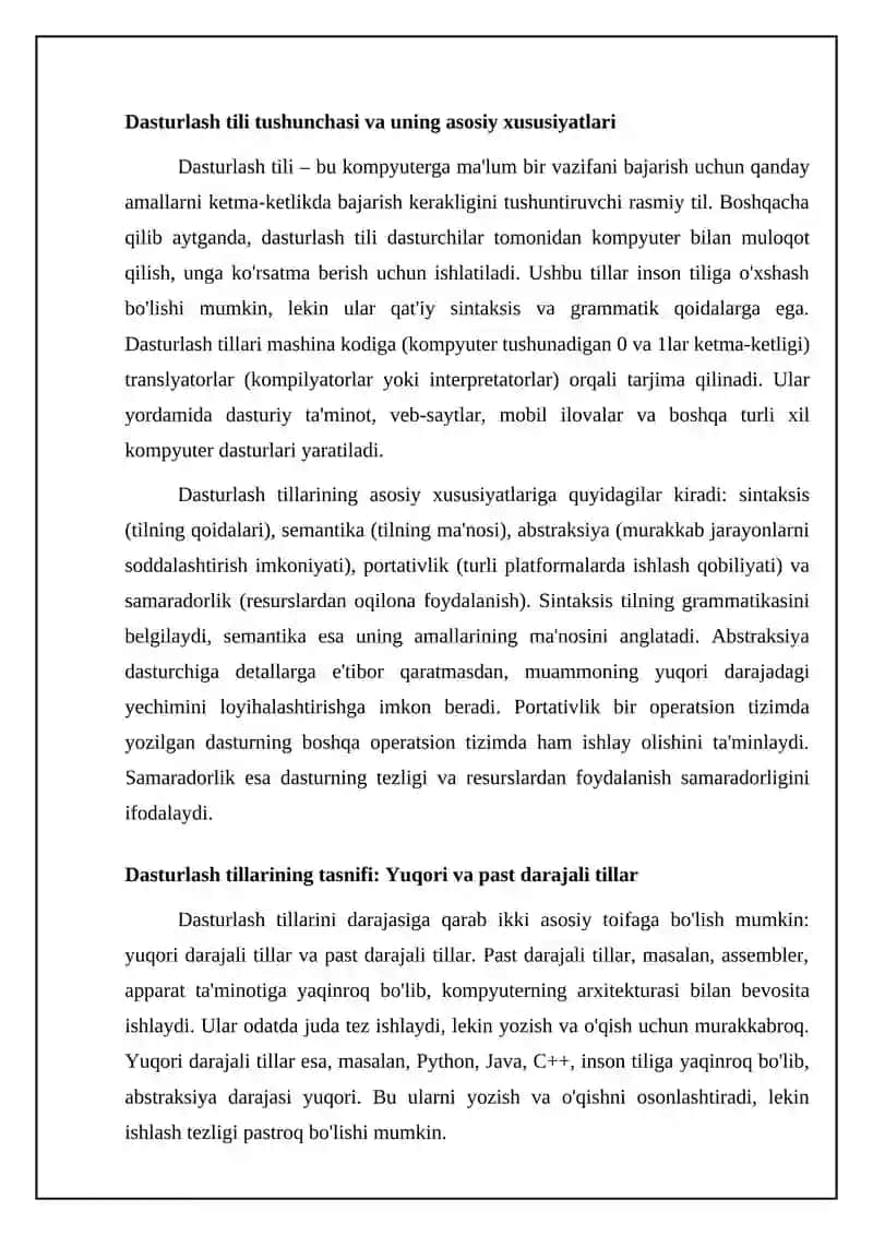 Dasturlash tillarini haqida umumiy ma’lumot 4