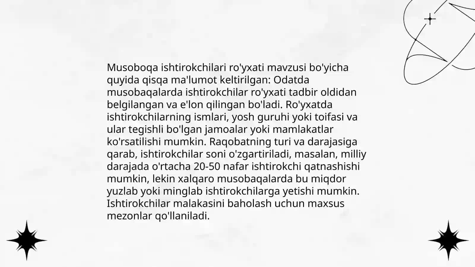 Musoboqa tashkil etish va musoboqa qoidalari 4