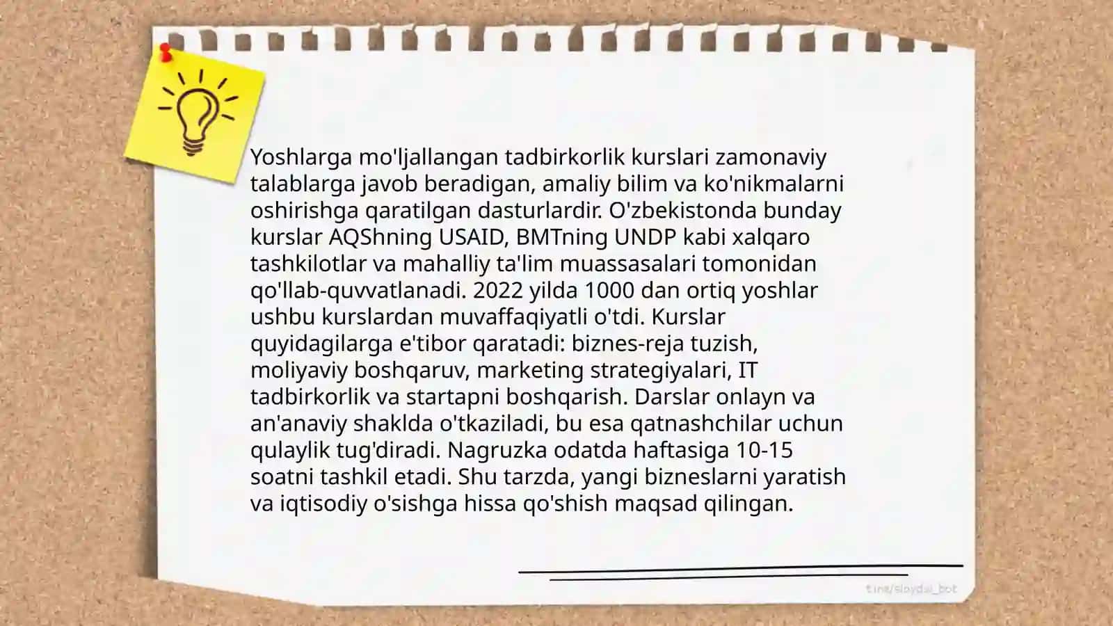 Ishsiz yoshlar uchun kasb-hunarga yo'naltirish dasturlari 4