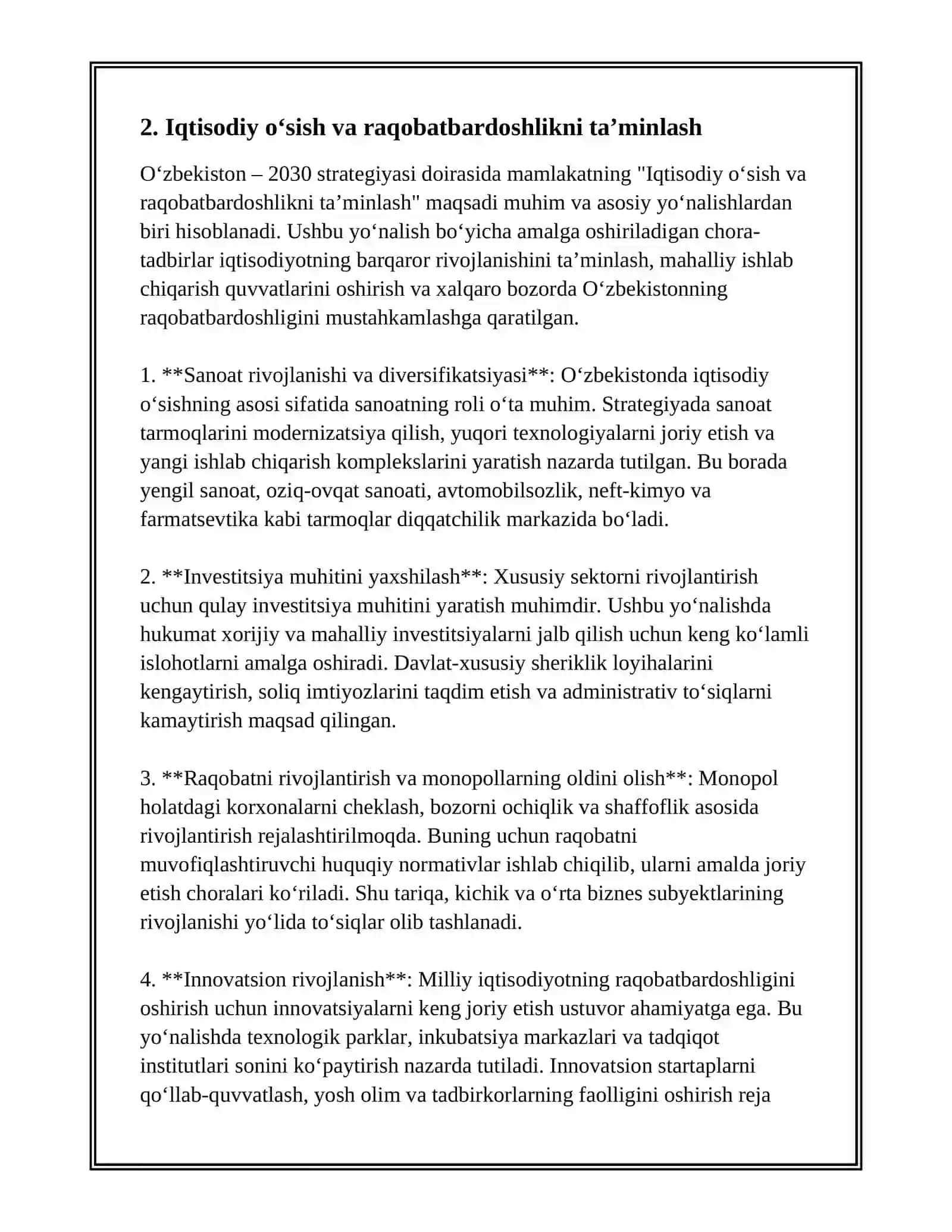 OʻZBEKISTON – 2030 STRATEGIYASINING MAZMUN-MOHIYATI 4