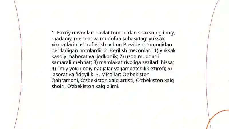 Oʻzbekiston respublikasi mukofotlash tizimi 4