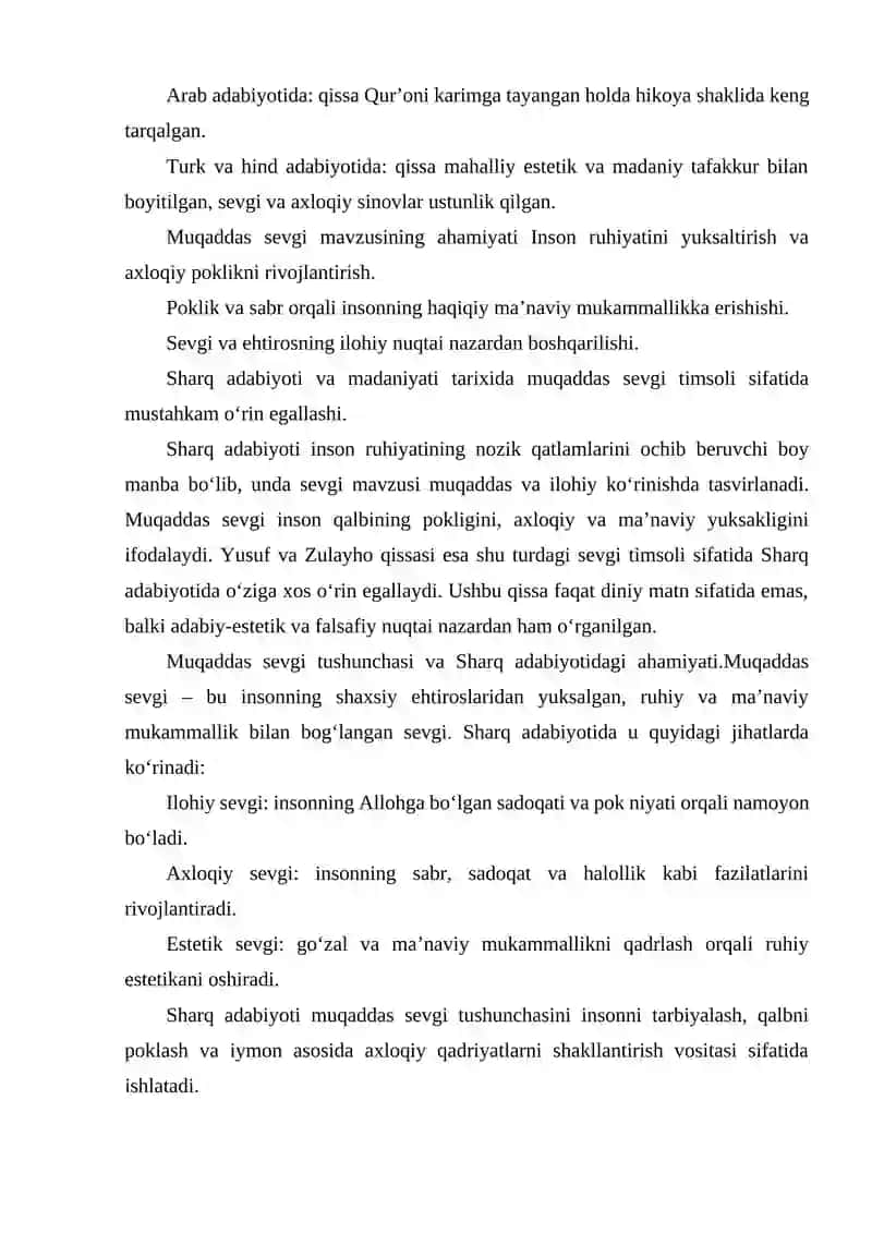 SHARQ ADABIYOTIDA MUQADDAS SEVGI YUSUF VA ZULAYHO 4