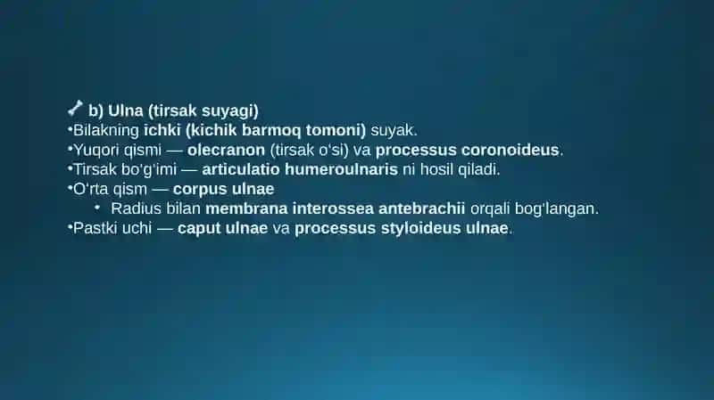 bilak anatomiyasi tranvatologiya fanidan 4