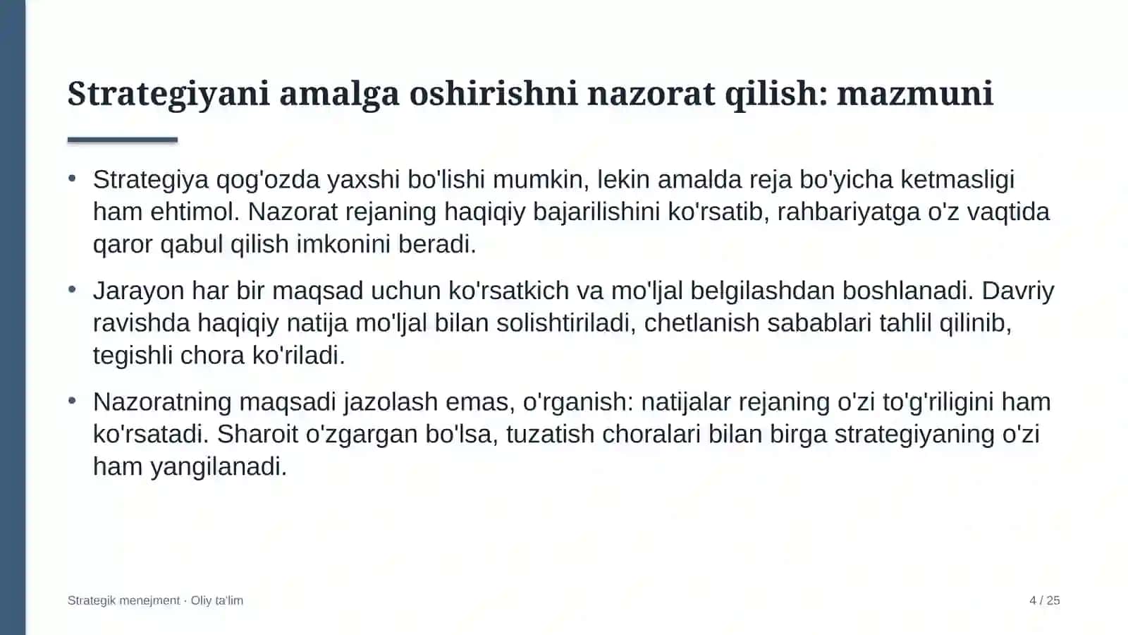 Strategik Menejment · Oliy Ta'lIm 4