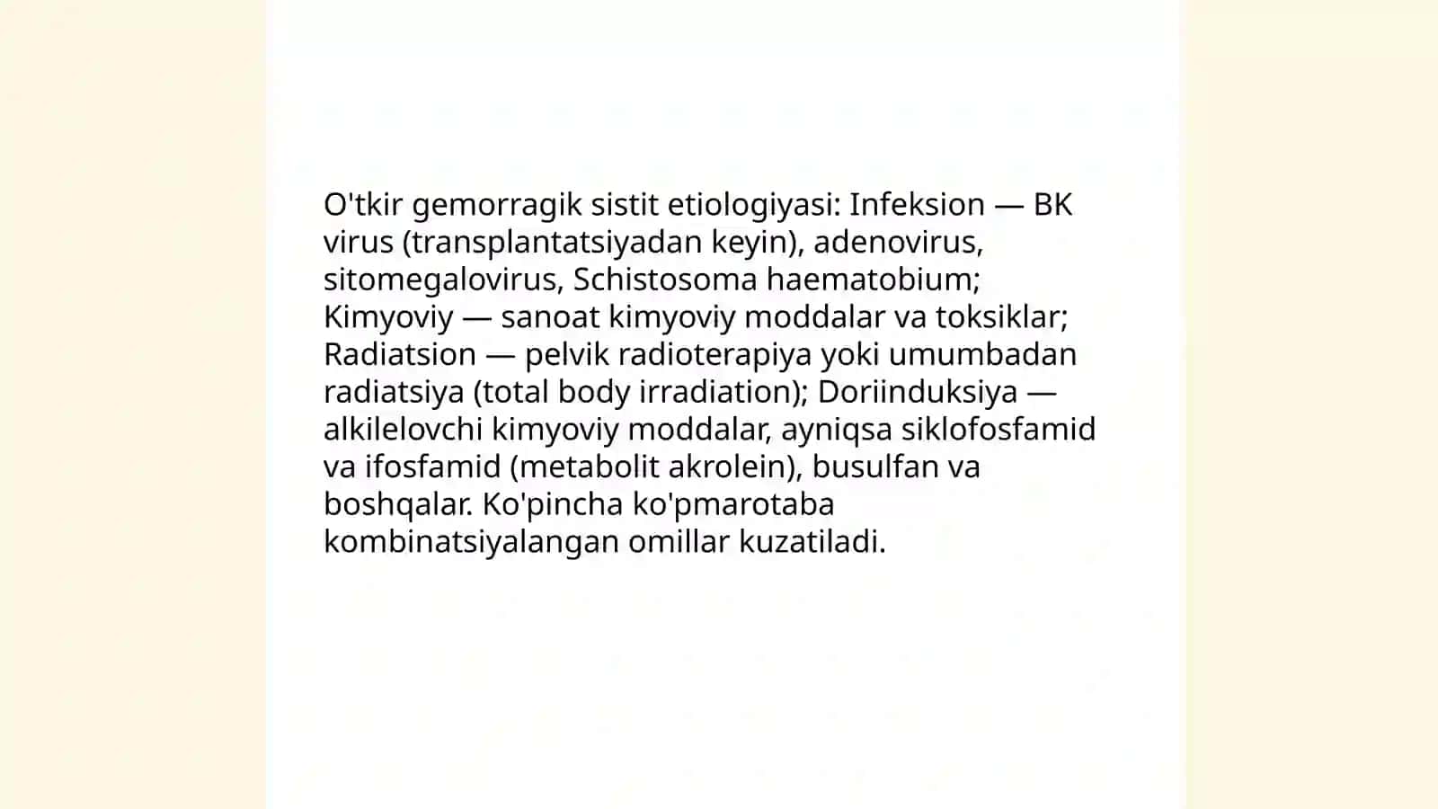 O'tkir gemorragik sistitning epidemiologiyasi 4