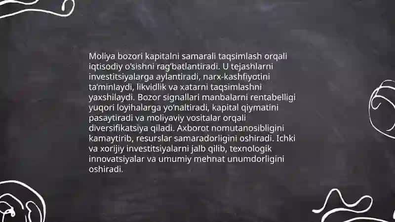 Moliya bozorining iqtisodiyotdagi o'rni. 4