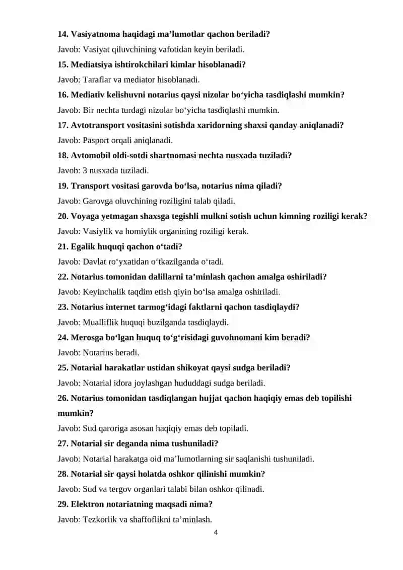 Notariat fanidan test javoblari 4