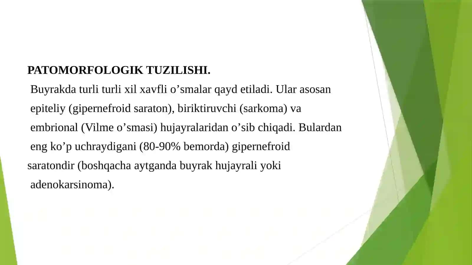BUYRAK, PROSTATA BEZI VA SIYDIK QOPI SARATONI 4