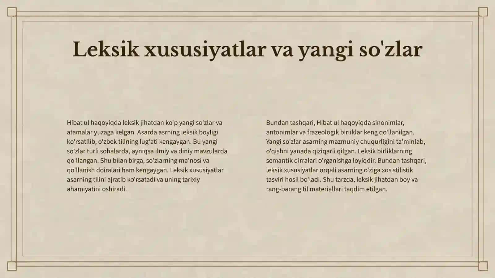 Hibat ul haqoyiq asarining til xususiyatlari 4
