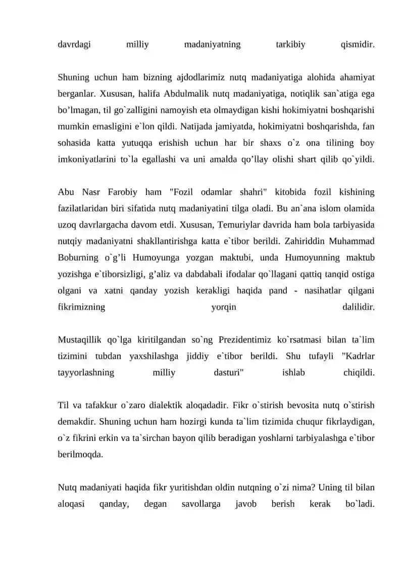TARBIYACHI NUTQ MADANIYAT O'QUV FANI 4