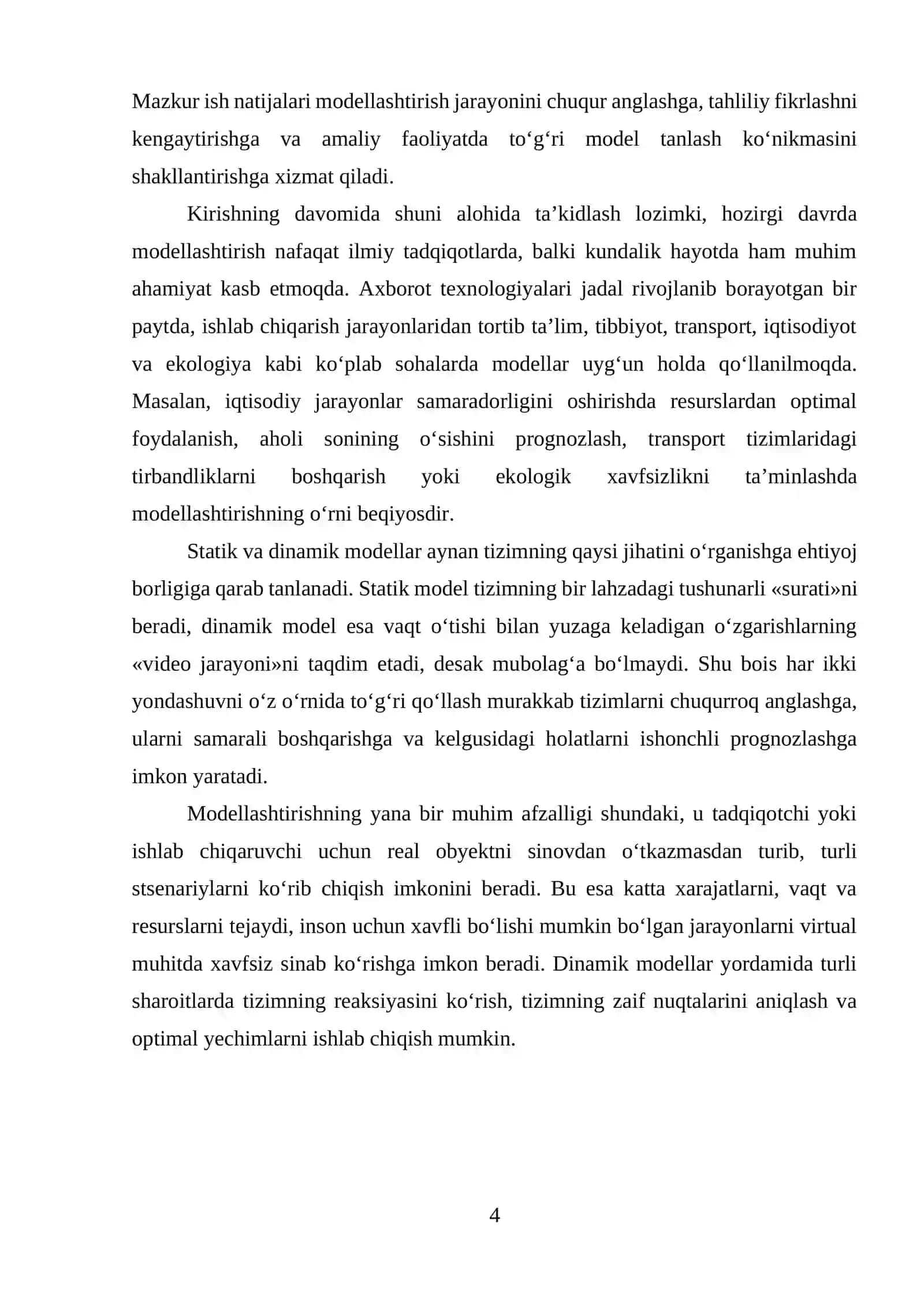 Statik va dinamik modellar 4