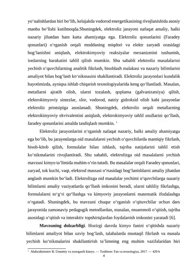 ELEKTROLIZGA OID MASALALAR YECHISH METODIKASI 4