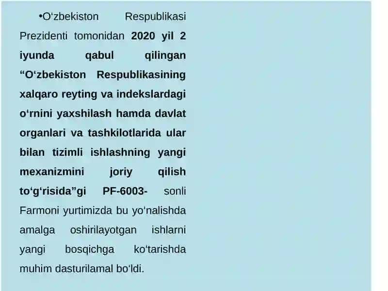 O‘zbekiston Respublikasi xalqaro reyting va indekslari 4