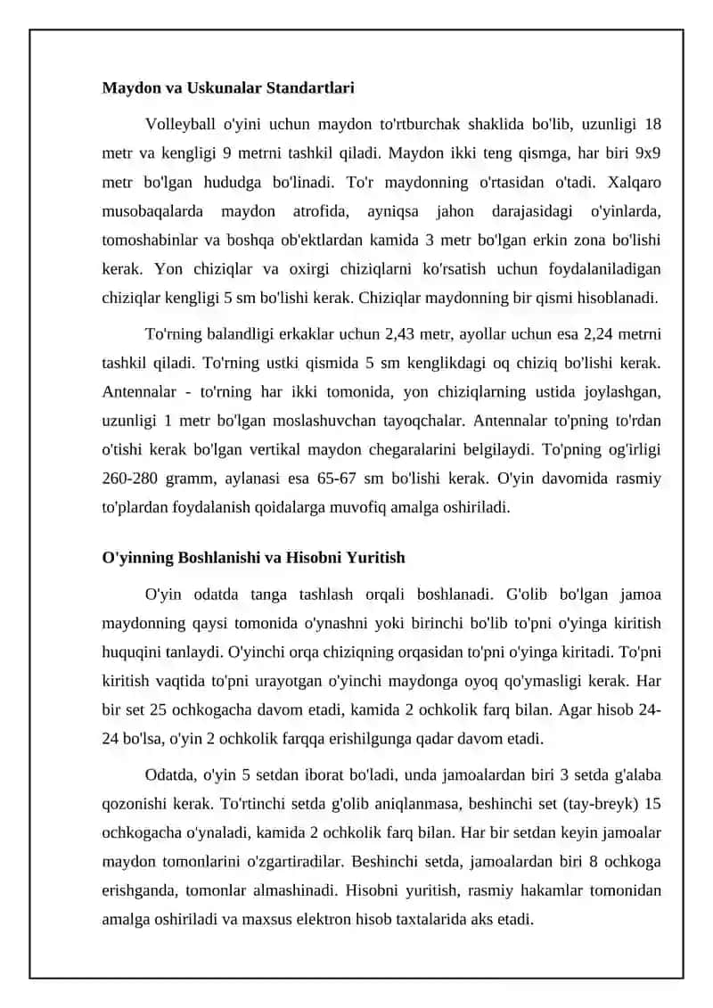 Valebol sport turining o’yin qoidalari 4