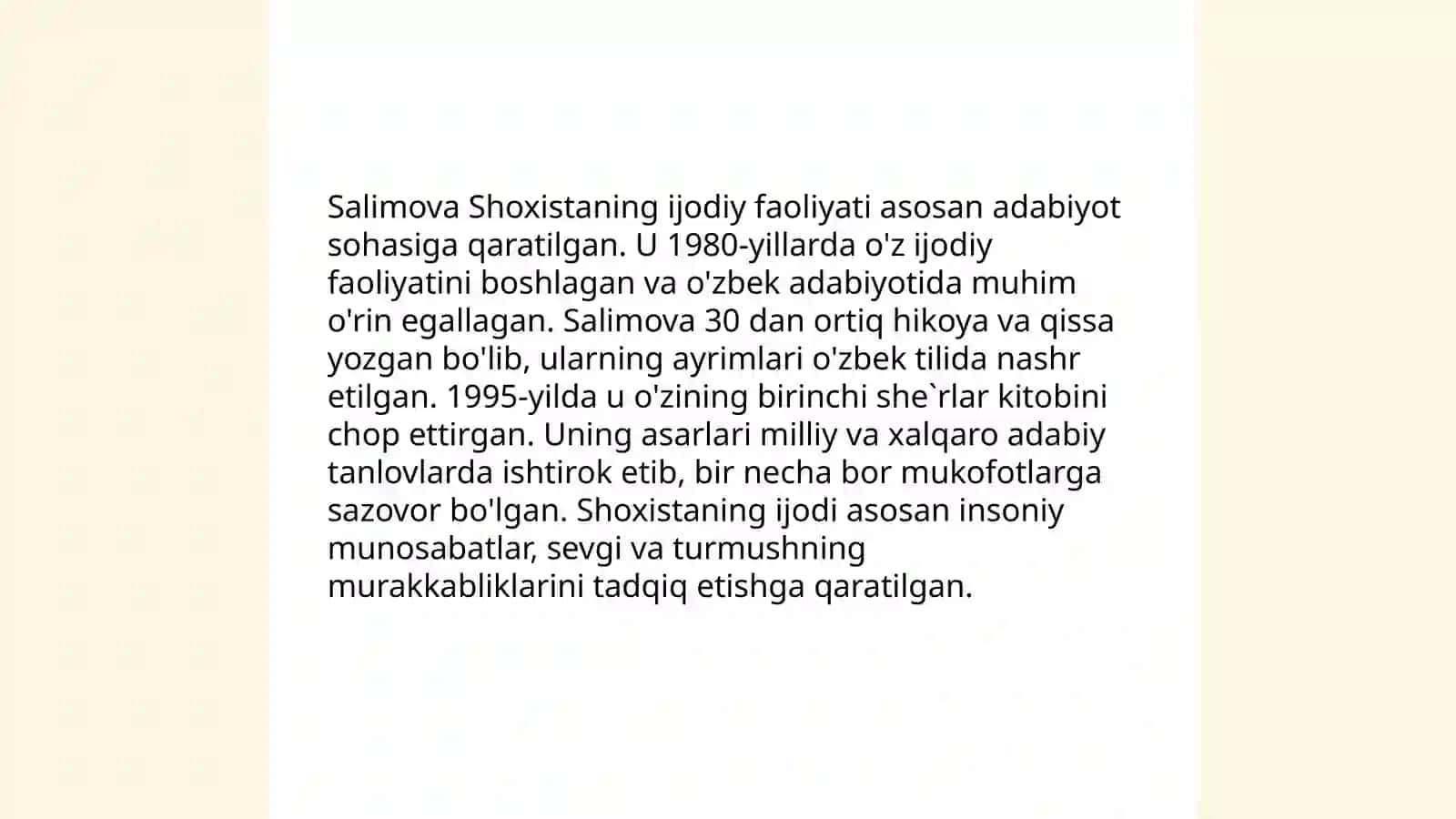 Salimova Shoxista hayoti 4
