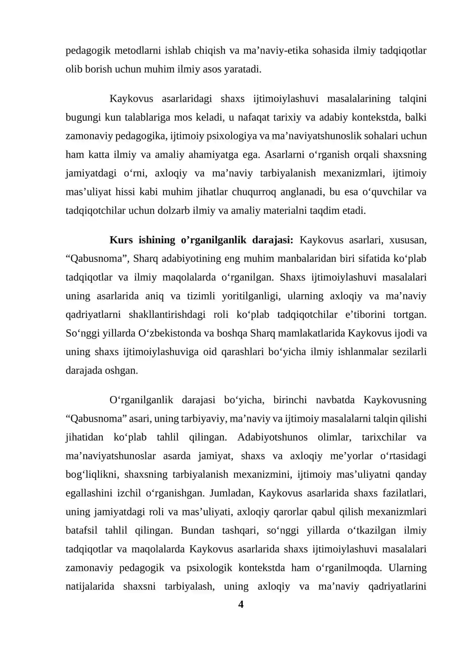 Kaykovus asarlarida shaxs ijtimoiylashuv masalalarining talqin etilishi 4