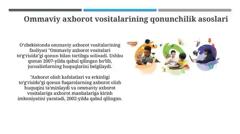 Oʻzbekiston Respublikasida ommaviy axborot vositalarining faoliyati 4
