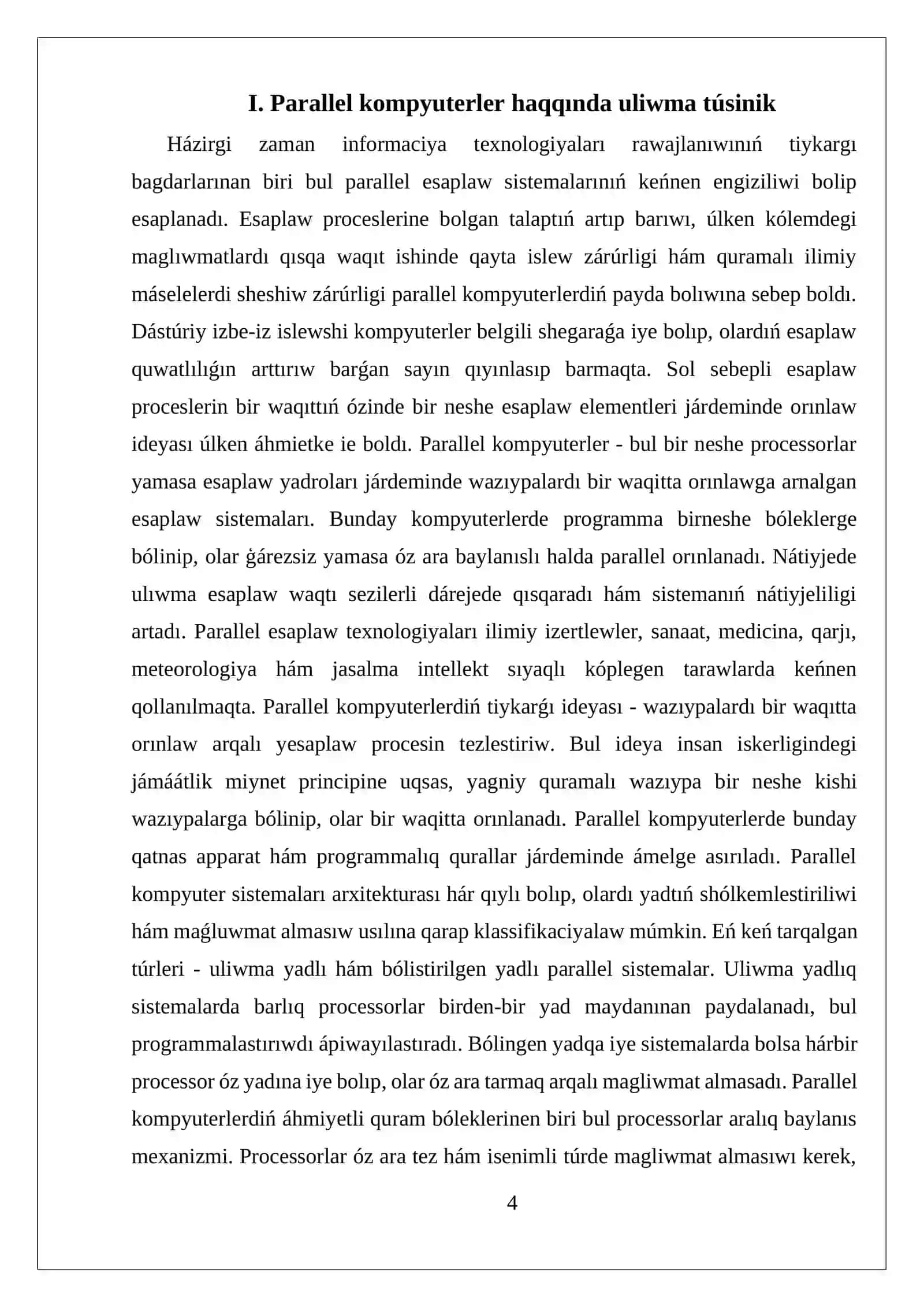 Parallel kompyuterler 4