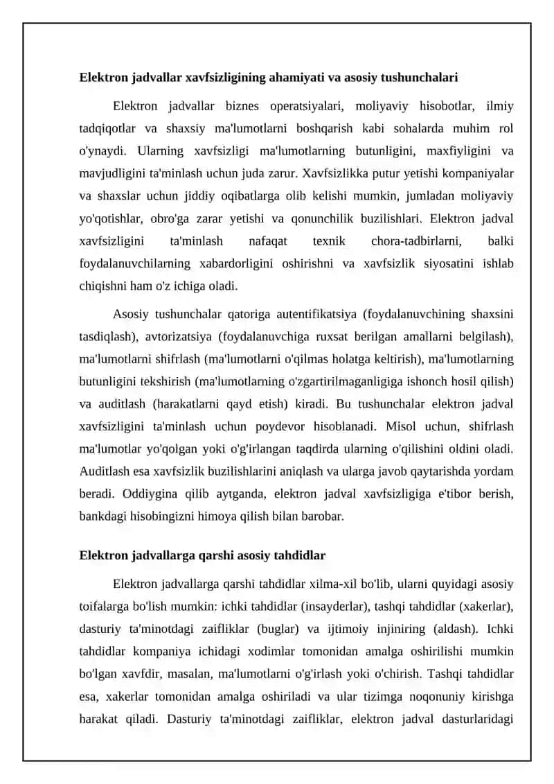 Elektron jadval xavfsizligi 4