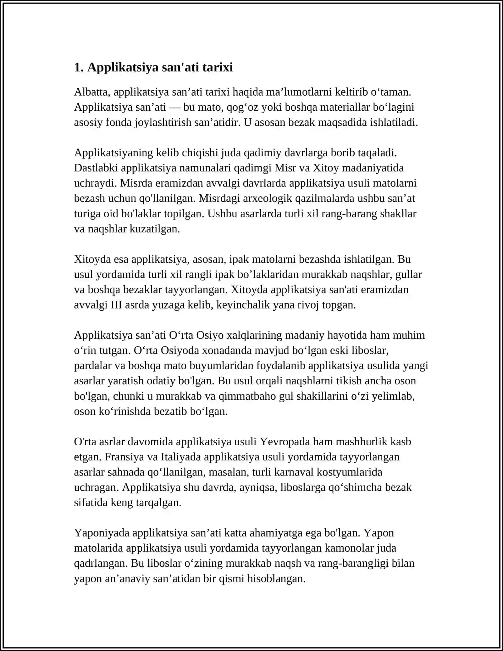 Applikatsiya san'ati tarixi 4