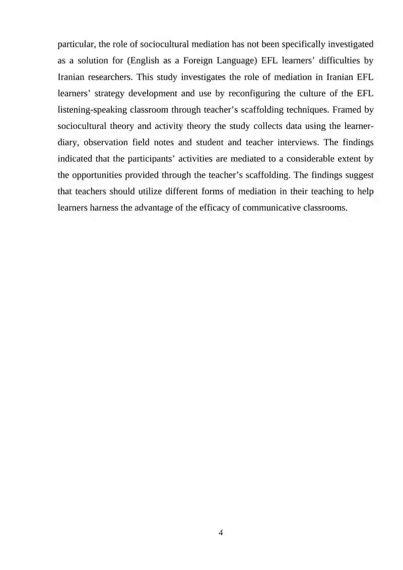 TYPES OF MEDIATING ACTIVITIES AND STRATEGIES 4