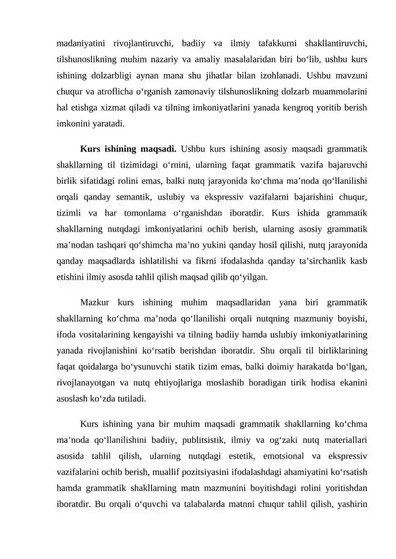 Grammatik shakillarning ko’chma ma’noda qo’llanilishi 4