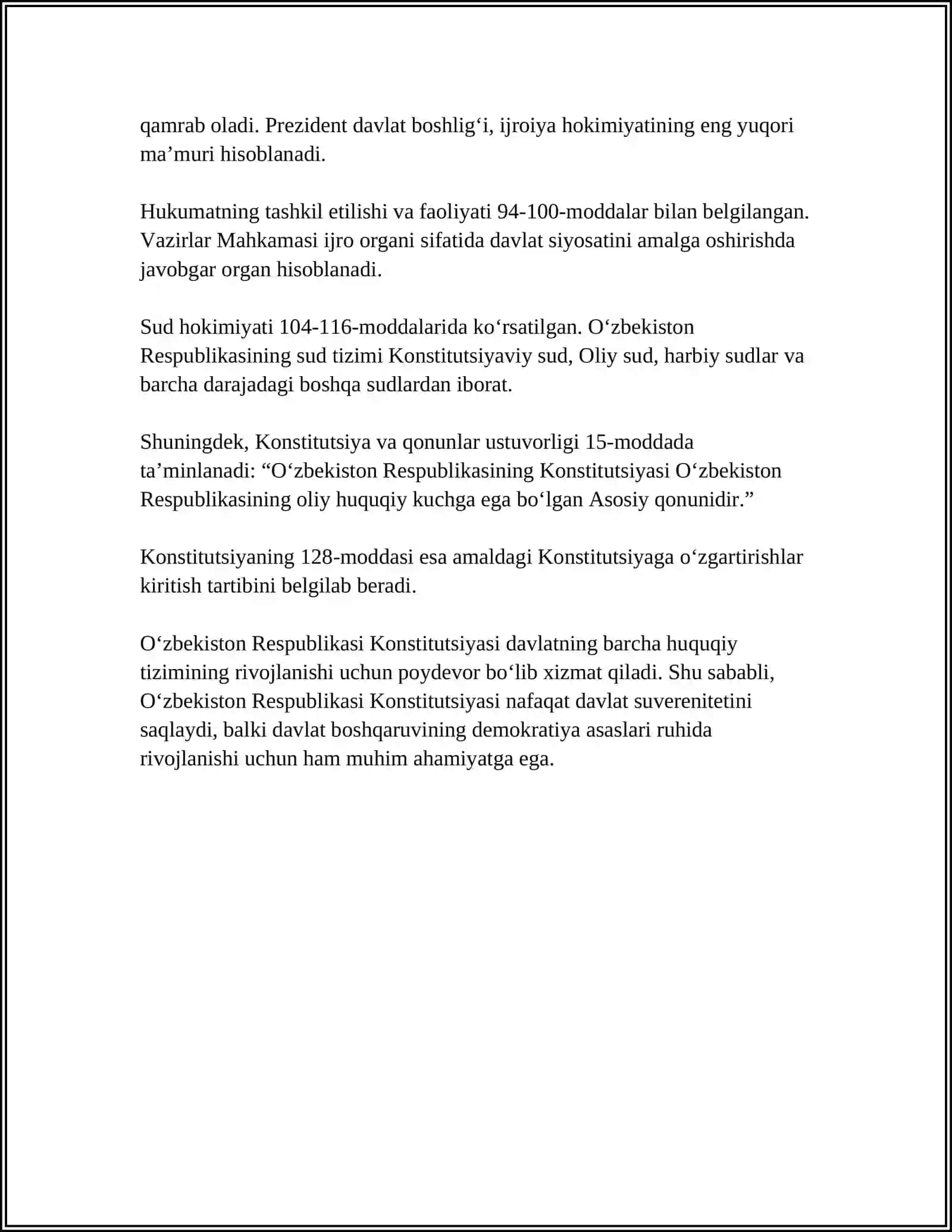 O'ZBEKISTON RESPUBLIKASI KONSTITUTSIYASI 4