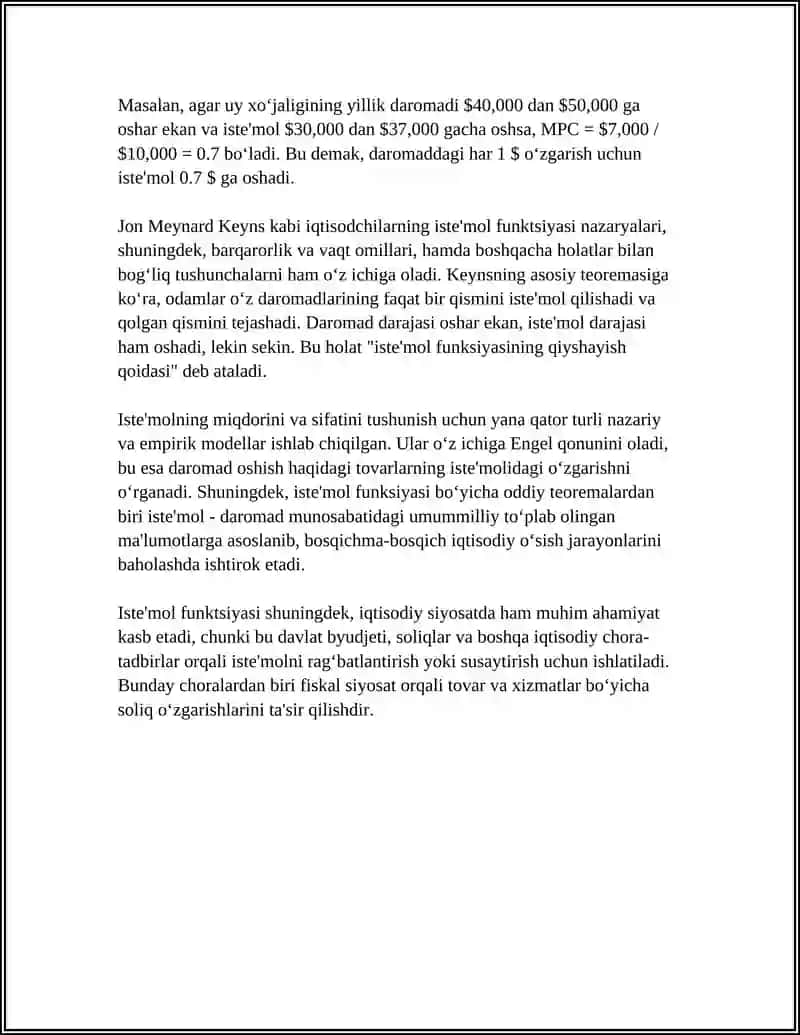 ISTEMOL, JAMG'ARMA VA INVESTITSIYALAR 4