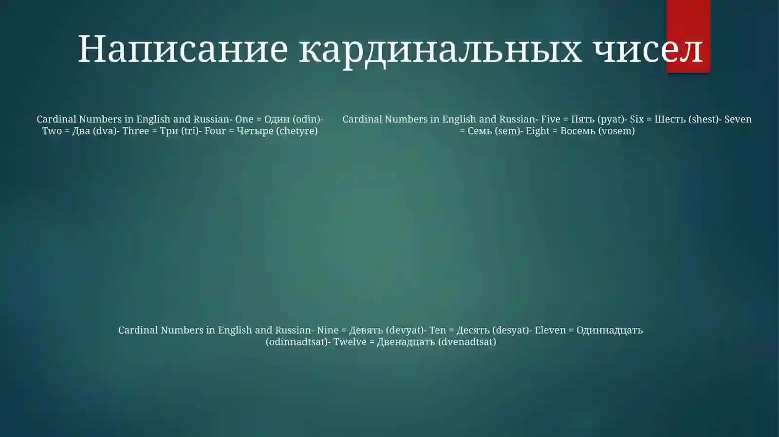 Выучить КоличественныеЧислительные 4