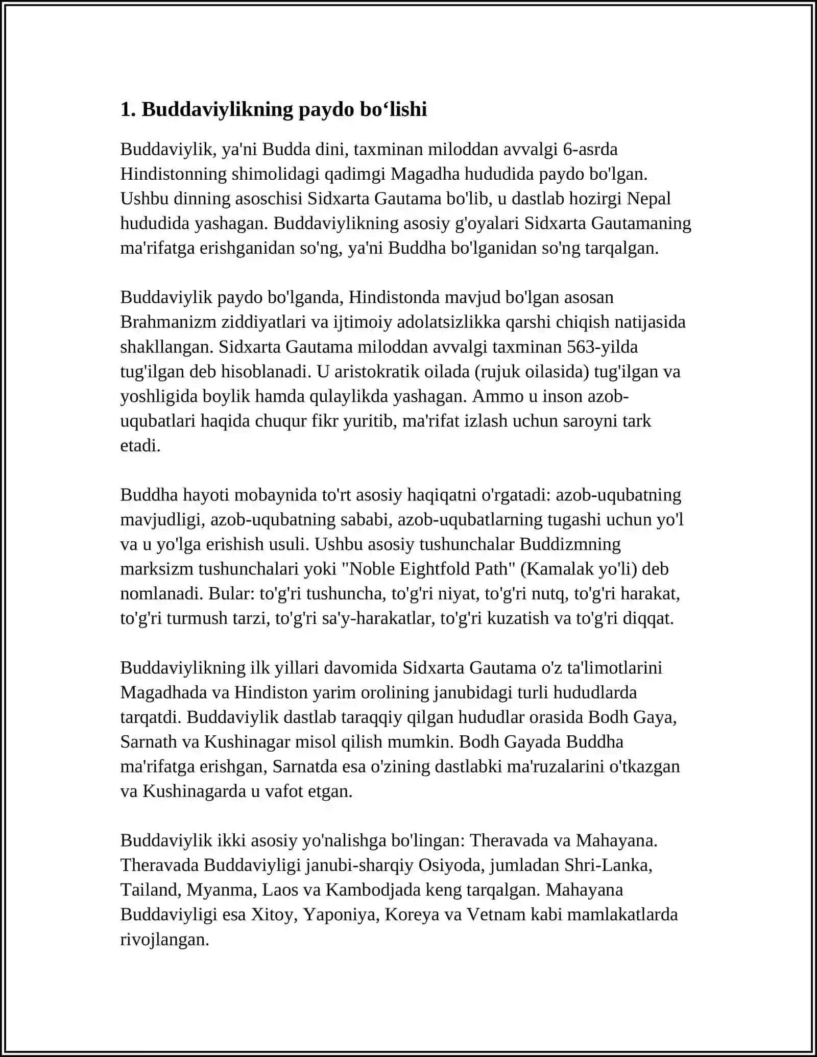 BUDDAVIYLIK DININING PAYDO BOʻLISH TARIXI 4