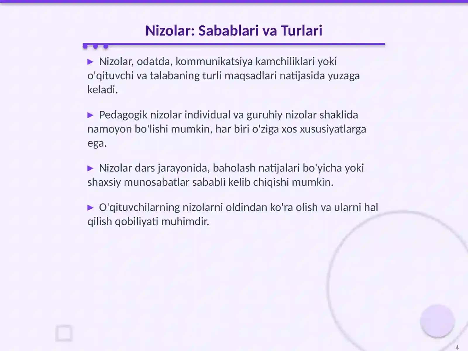 Pedagogik Mahorat: Nizolar va Ularni Bartaraf Etish 4