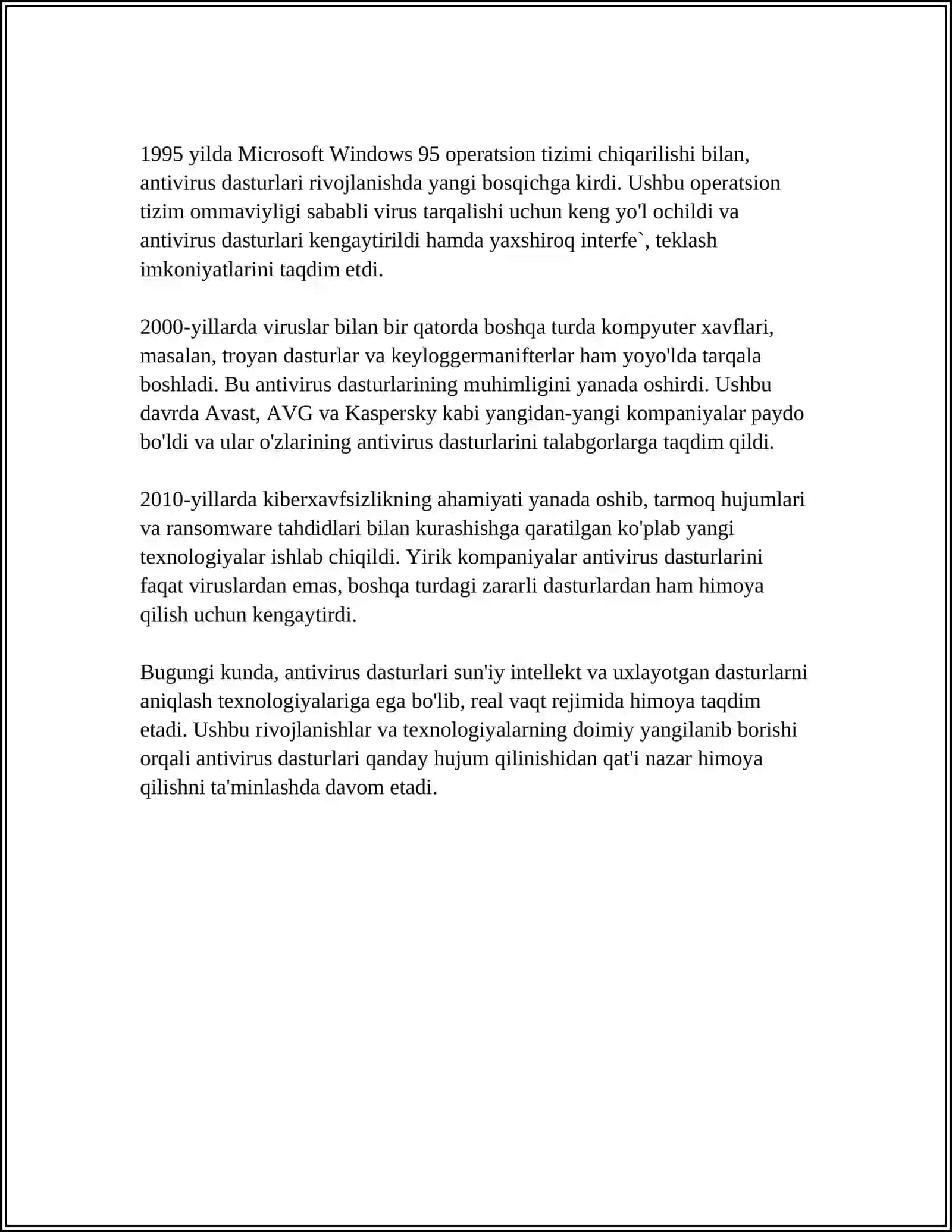 ANTIVIRUS DASTURLARI HAQIDA MAʼLUMOT 4