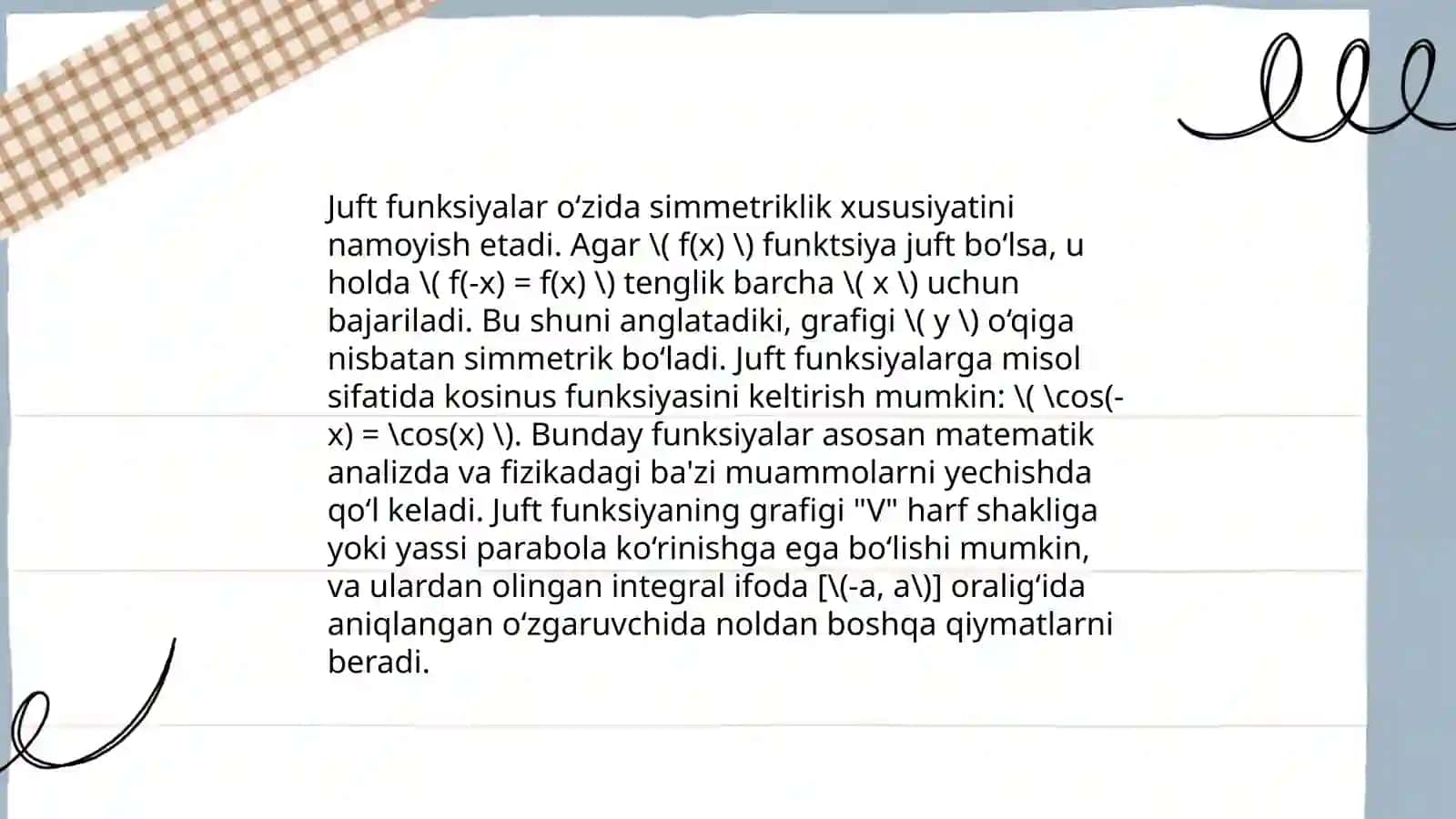 Funksiyaning juftligi va toqligi 4