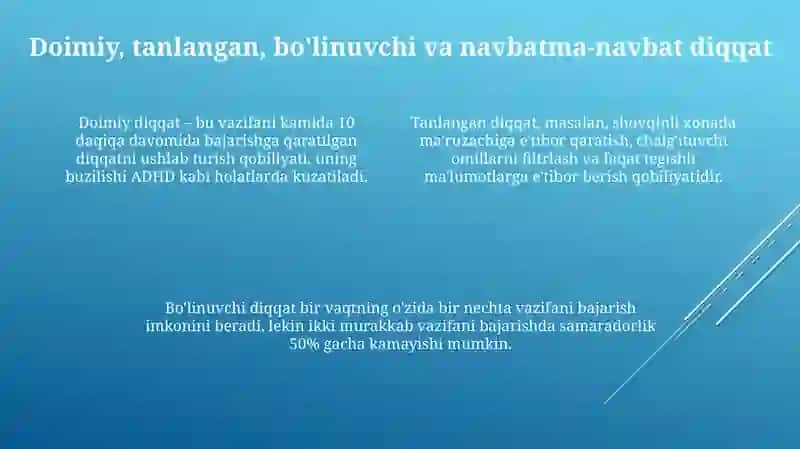 Diqqat tur va ularning xususiyatlari 4
