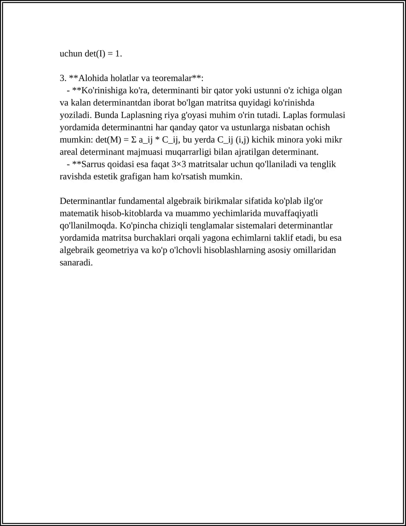 DETERMINANTLAR DETIRMINANTLARNING ASOSIY XOSSALARI 4