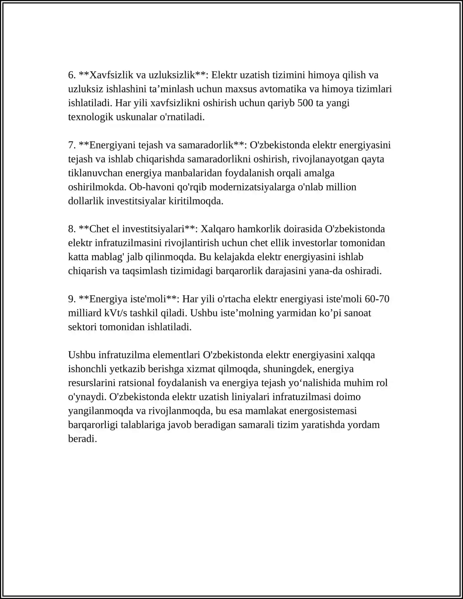 MUSTAQIL ISH: Elektr Uzatish Havolari Montaji 4