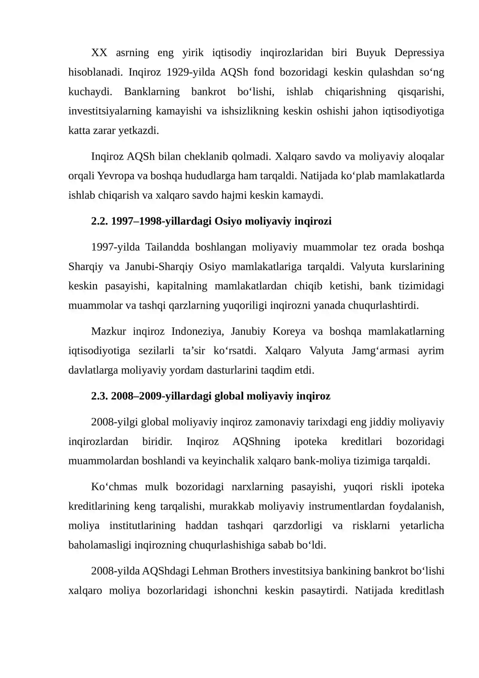 JAHON MOLIYAVIY INQIROZLARINING SABABLARI VA OQIBATLARI 4