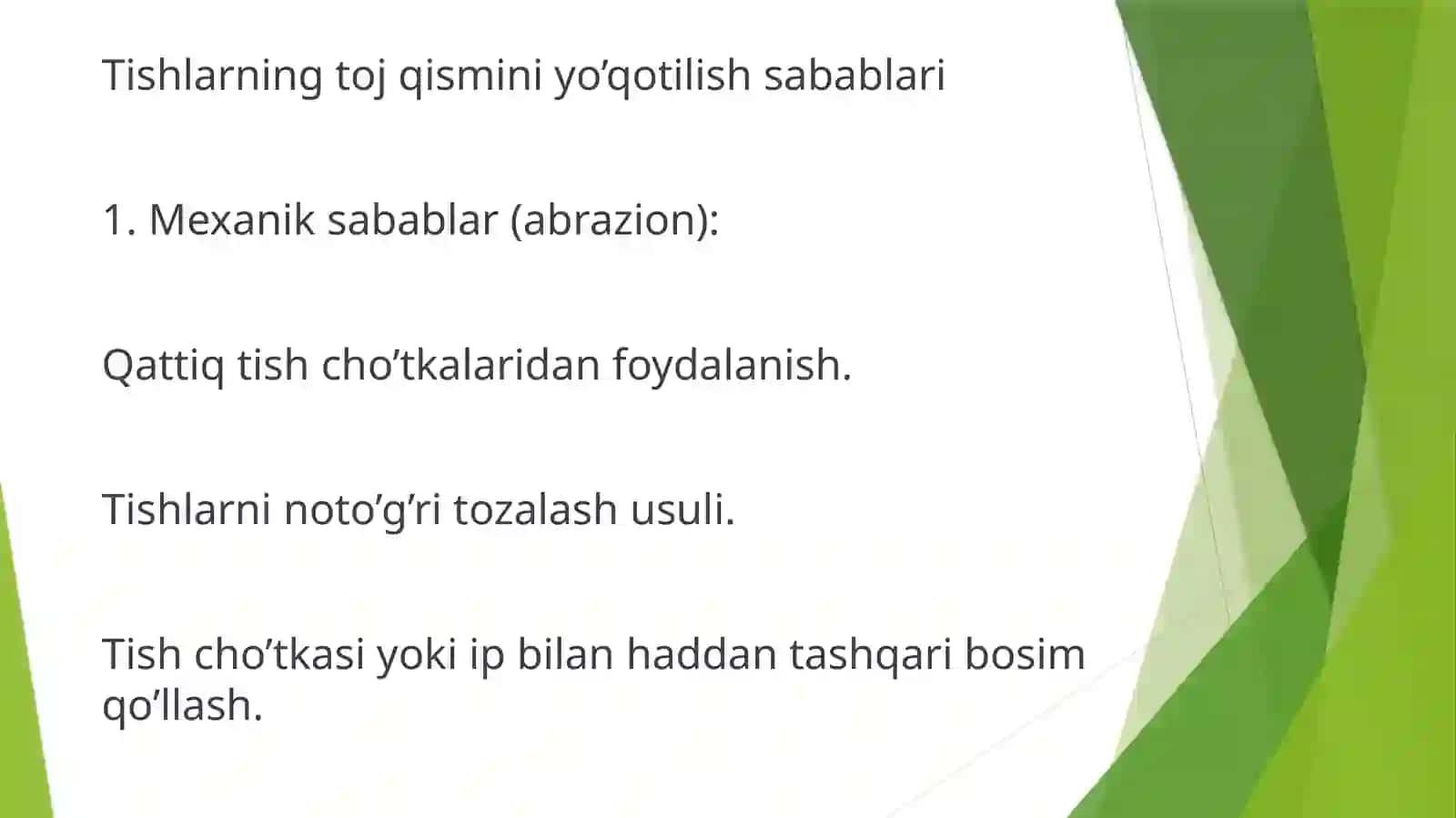 Tishlarni toj qismini yo‘qotilishi 4