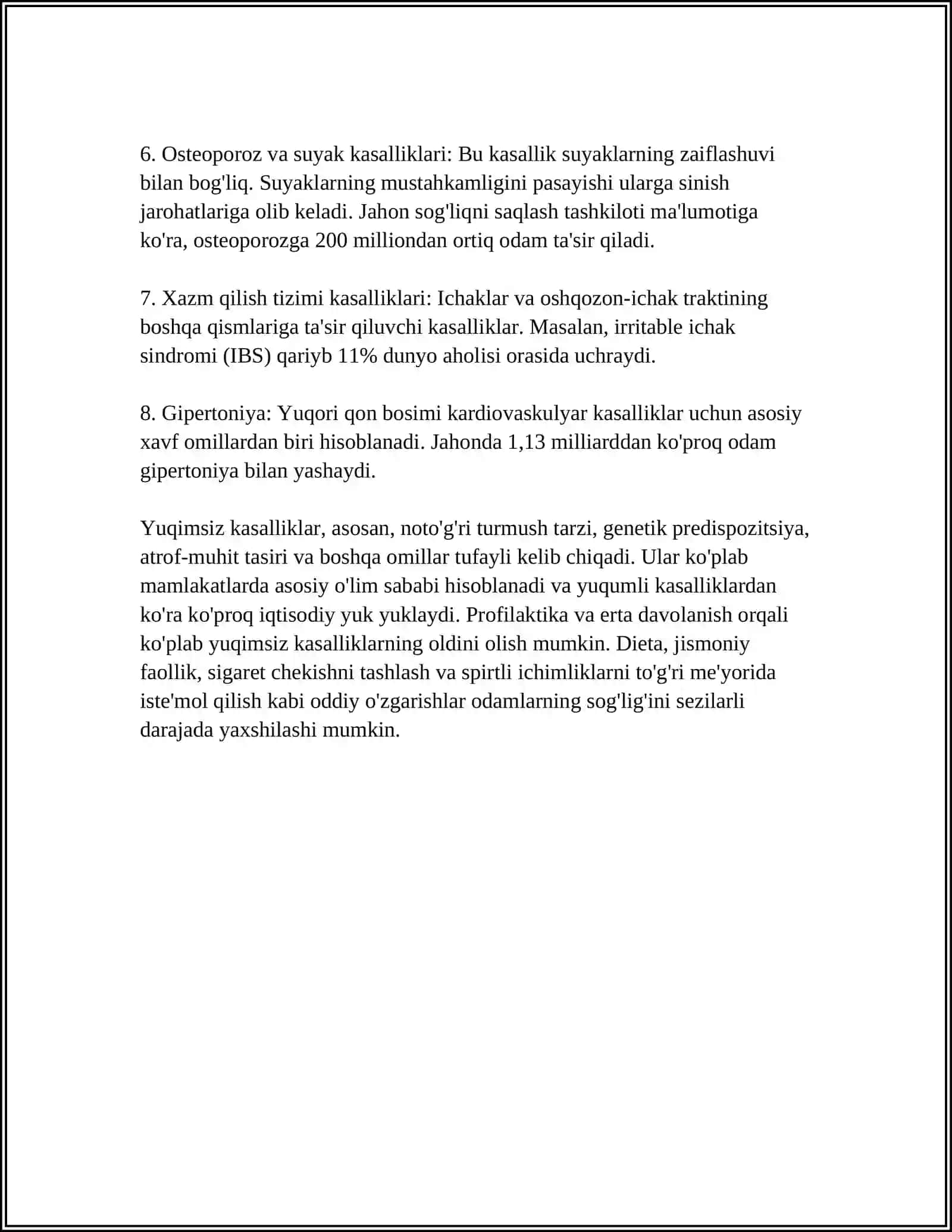 YUQIMLI BOʻLMAGAN KASALLIKLAR 4